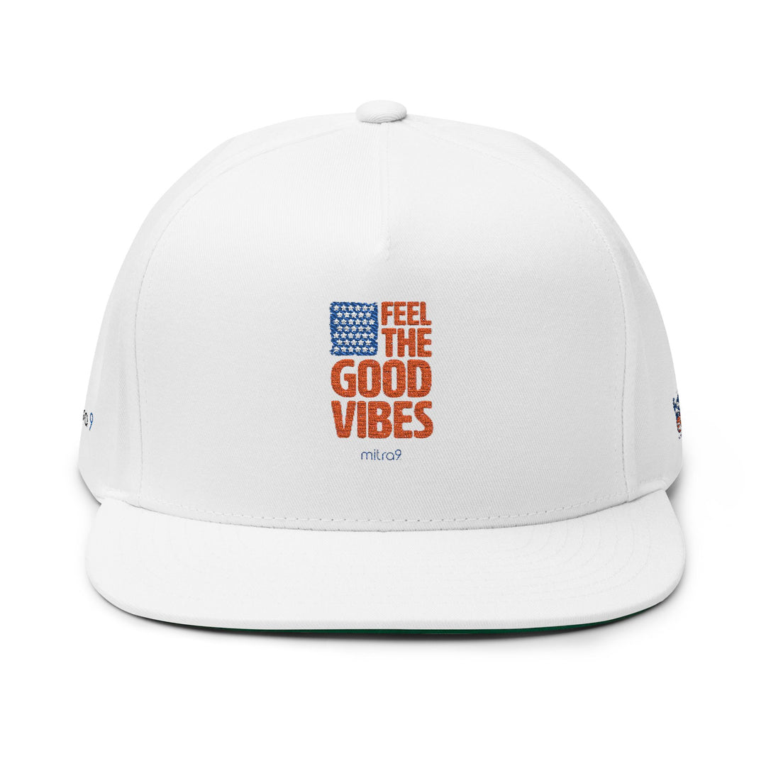 Feel the Good Vibes Flat Bill Cap - Red, White, & Chill 2025 Edition